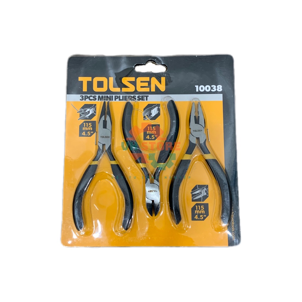 Bộ 3 Kềm-Răng-Cắt nhọn mini 4.5''/115mm Tolsen - 10038 | Shopee Việt Nam