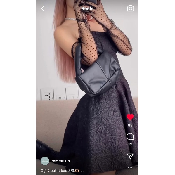 [FREESHIP] Black Rose Cup Dress - Đầm đen vải dập hoa nổi Remmus cho nữ