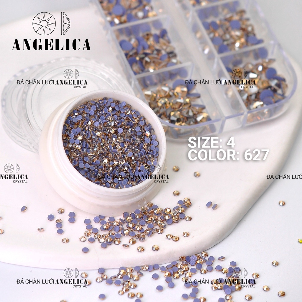 Hũ đá chân lưới nail size 4 nhỏ chân bằng đi viền móng siêu sáng trang trí móng nails ANGELICA H4-6