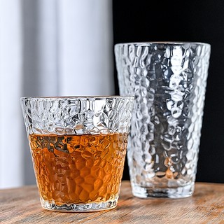Bộ 6 Ly thủy tinh vân nhám phong cách Nhật Bản, Cốc chịu nhiệt dùng uống trà, nước ép, soda 310ml
