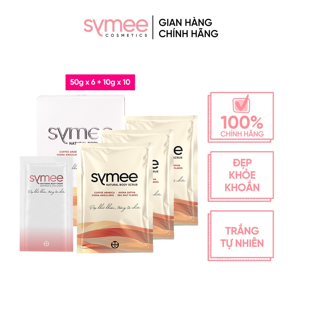 SET Kem dưỡng sáng da body SYMEE WHITIENING BODY CREAM 10g x 10 và Tẩy ...