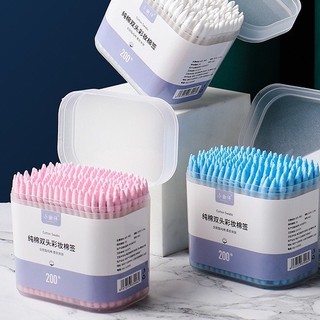 Hộp 200 tăm bông 2 đầu vệ sinh tai, mũi - kháng khuẩn, mềm Bông ráy tai dùng 1 lần thiết kế 1 đầu tròn và 1 đầu dẹp