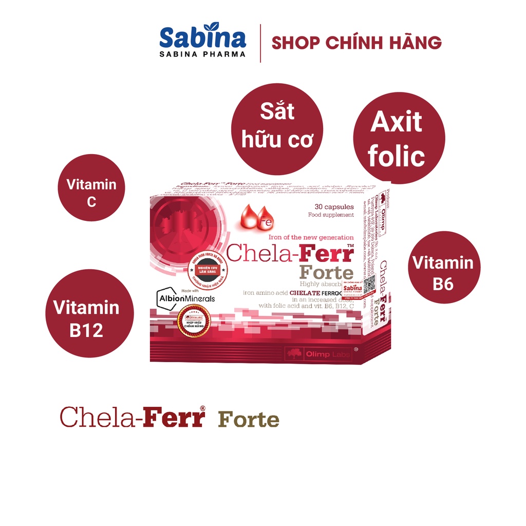 Ảnh Bộ đôi Chela Ferr Forte và Gold DHA  36,6g(Olimp Labs). Thực phẩm bảo vệ sức khỏe hỗ trợ bổ sung sắt,axit folic và DHA 3