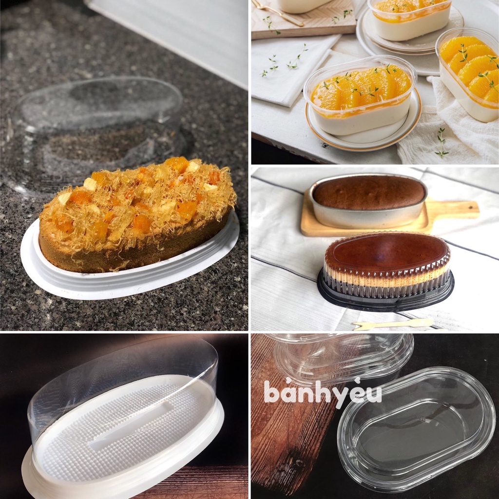 Hộp Oval Đựng Bánh Tiramisu, bánh lạnh, bông lan trứng muối, bánh bò