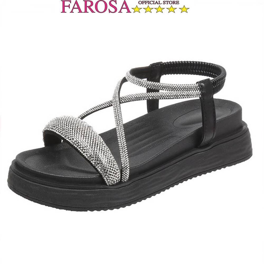Dép sandal nữ đế cao 5cm học sinh FAROSA - F512 quai hậu đính đá đi chơi đi biển cực xinh