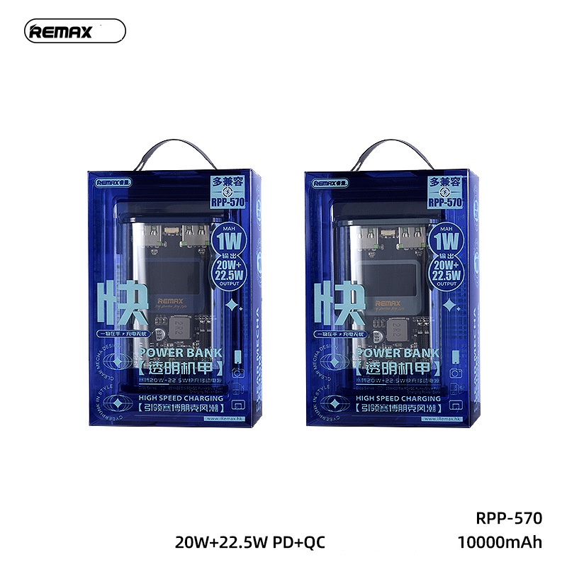 Pin Sạc dự phòng Remax RPP-570 trong suốt dung lượng 10000mAh hỗ trợ ...