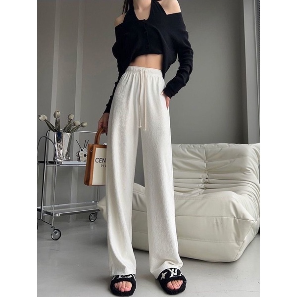 sẵn Quần culottes  màu trắng không túi bản (dây to)