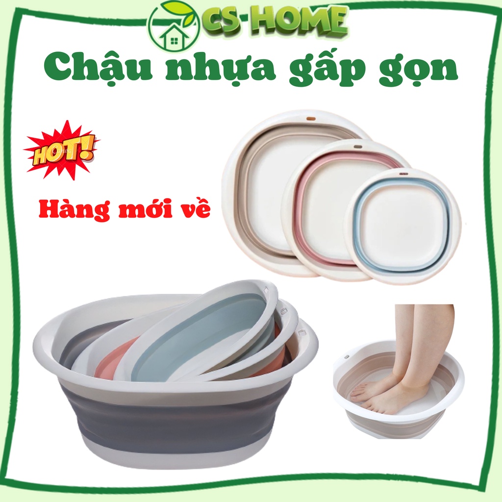 Chậu gấp gọn Thau ngâm chân Silicon tiết kiệm không gian mang đi du lịch Thau rửa mặt cho sinh viên tiện lợi đa năng