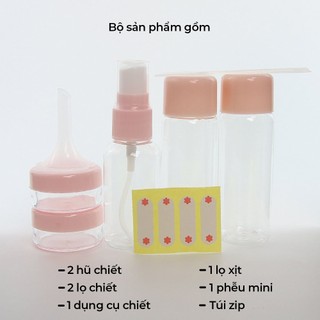 Bộ chiết mỹ phẩm mini 7 món, bộ chiết mỹ phẩm du lịch nhỏ gọn tiện lợi { H }