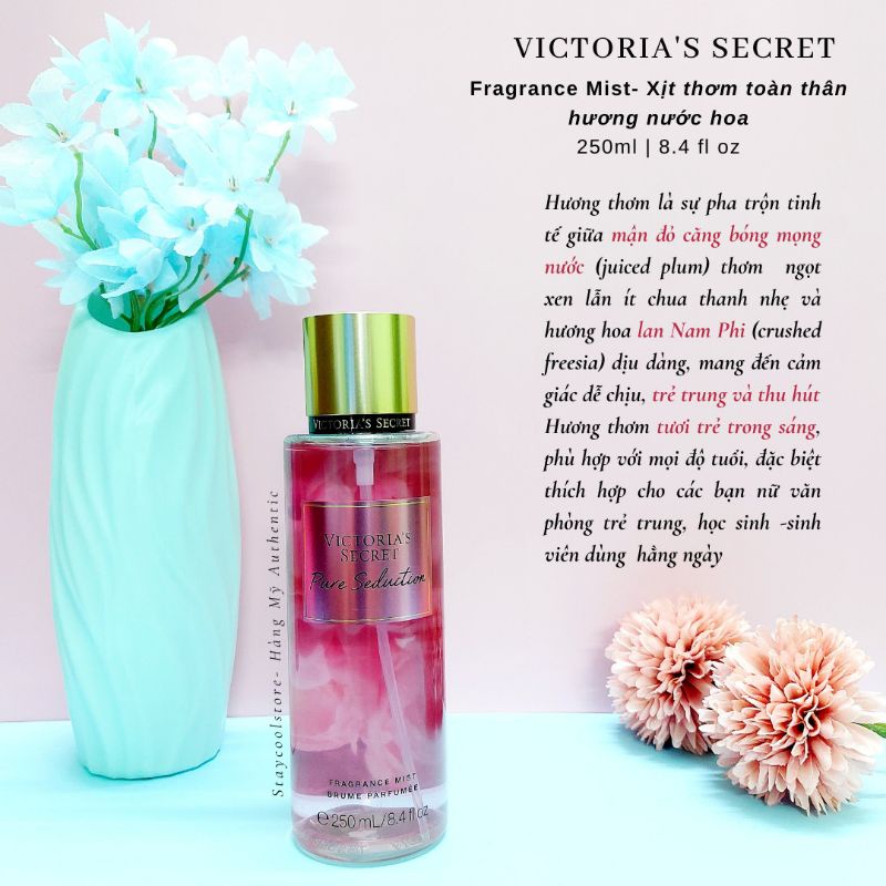 Pure Seduction Xịt Thơm Toàn Thân Sữa Tắm Hương Nước Hoa Fragrance Mist Victorias Secret 9375