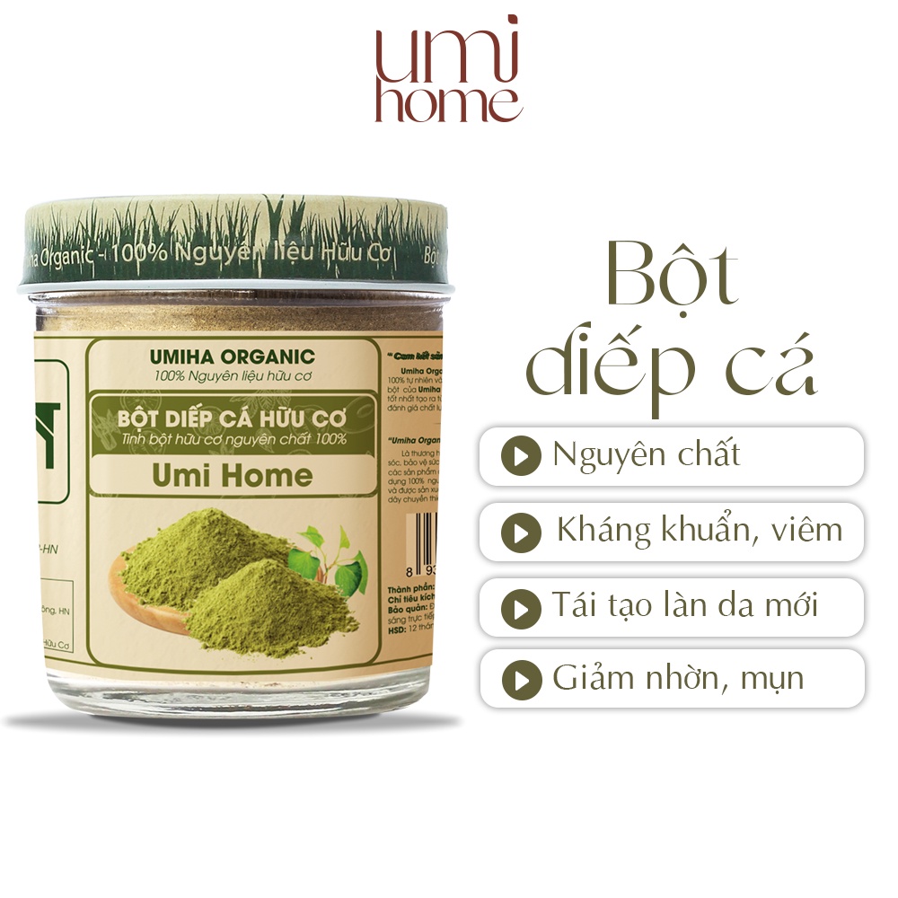 Ảnh Bột Diếp Cá đắp mặt hữu cơ UMIHOME nguyên chất 135g - Đắp mặt ngừa mụn, dưỡng da trắng mịn và ngừa thâm hiệu quả 1