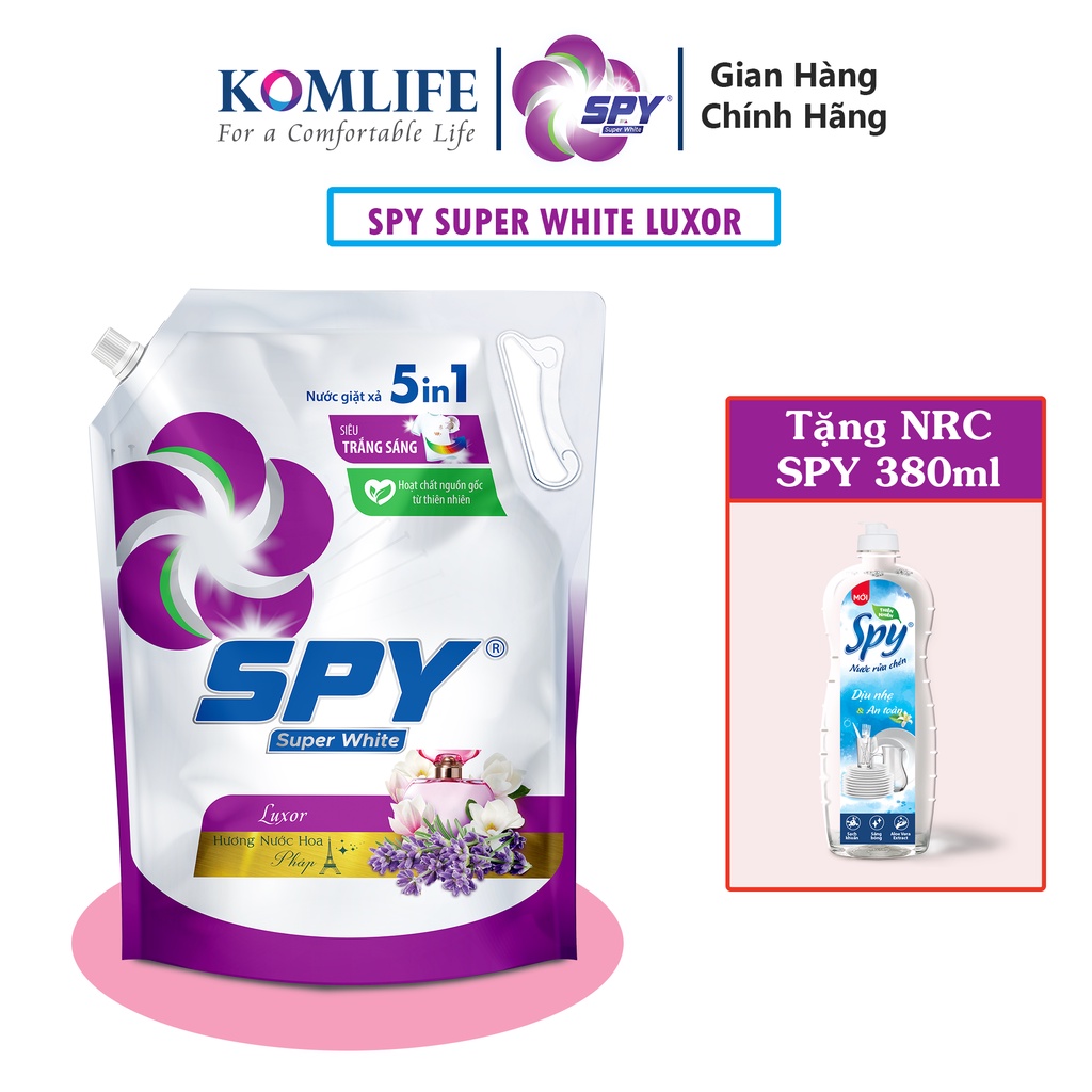 (New) Nước giặt xả SPY Super White hương Luxor túi 3,6kg siêu trắng sáng hương thơm mát lưu hương dài lâu