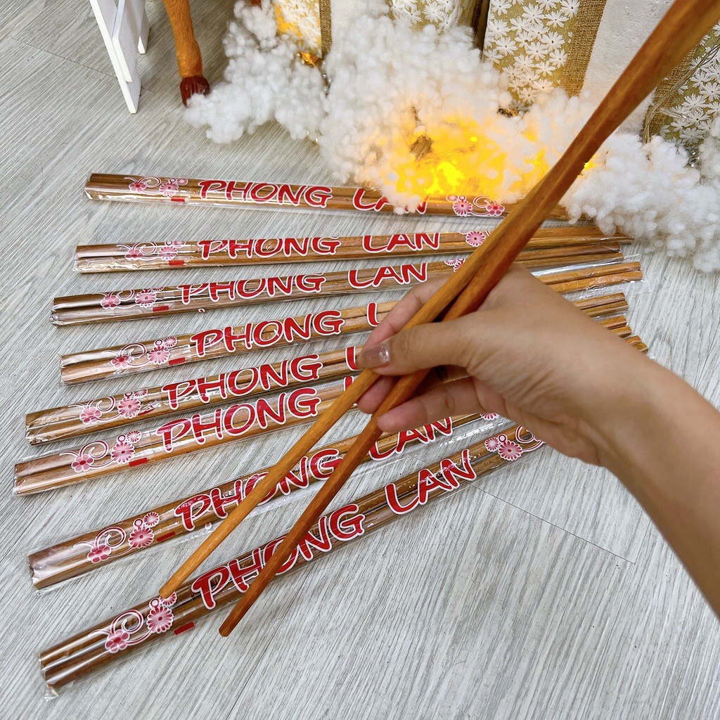 Bộ đũa gỗ dài chiên xào thức ăn chống bỏng tiện loại -( Đũa xào Phong Lan)