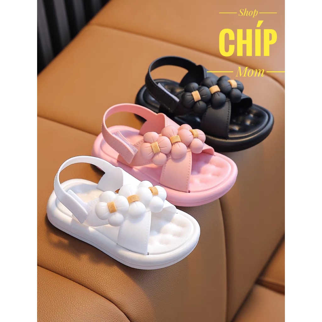 sandal be gái dép quai hậu PVC êm chân cho bé đi học đi chơi có quai dán hoa siêu điệu mẫu mới nhất 1638 ( ảnh thật )