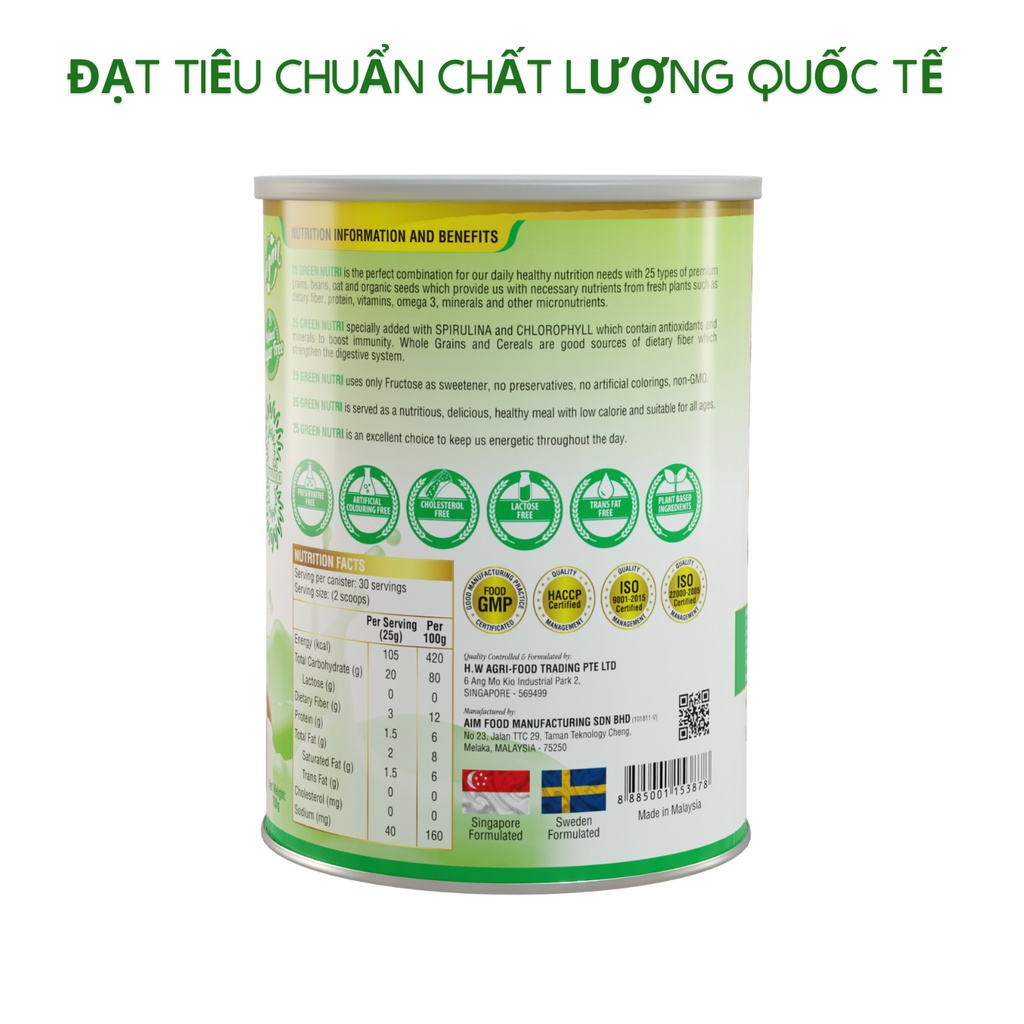 Combo 2 hộp Sữa Hạt Ngũ Cốc Dinh Dưỡng 25 Green Nutri hộp 750gram chính hãng