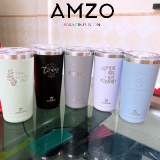 AMZO_ LY GIỮ NHIỆT NOZORM NẮP TRƯỢT CHỐNG TRÀN INOX SUS304 600ML LOẠI 1 -TẶNG KÈM ỐNG HÚT KHÔNG GỈ VÀ DỤNG CỤ VỆ SINH