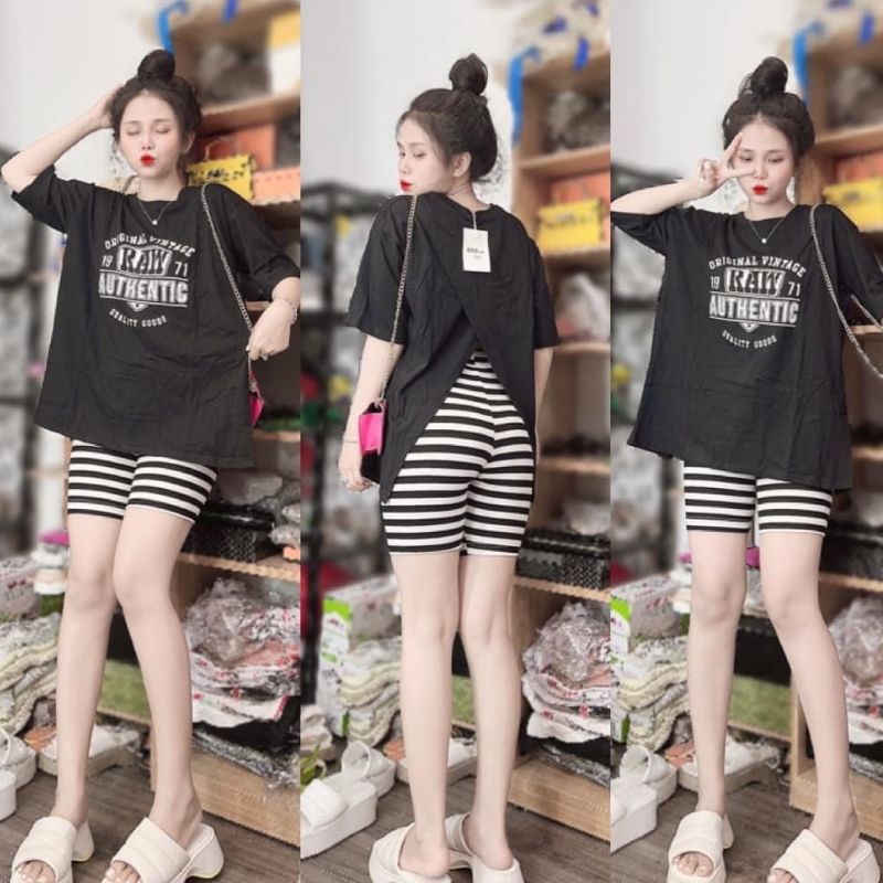 Đồ Bộ Nữ Áo Chéo Lưng Bigsize ESHOP DB89 – Quần Lửng Ngố Thun Gân Có Túi Mặc Nhà Đi Chơi Ngủ Cute