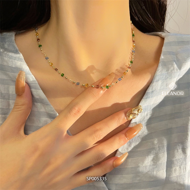 Dây chuyền nữ Eleanor Accessories dạng chuỗi hạt nhiều màu vòng cổ basic phụ kiện trang sức 5335