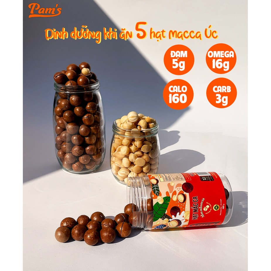Hạt Macca Úc Nứt Vỏ Nhập Khẩu Pams(250g/hũ) [Tặng Khui Hạt] Macca Nướng Mộc Giòn Thơm
