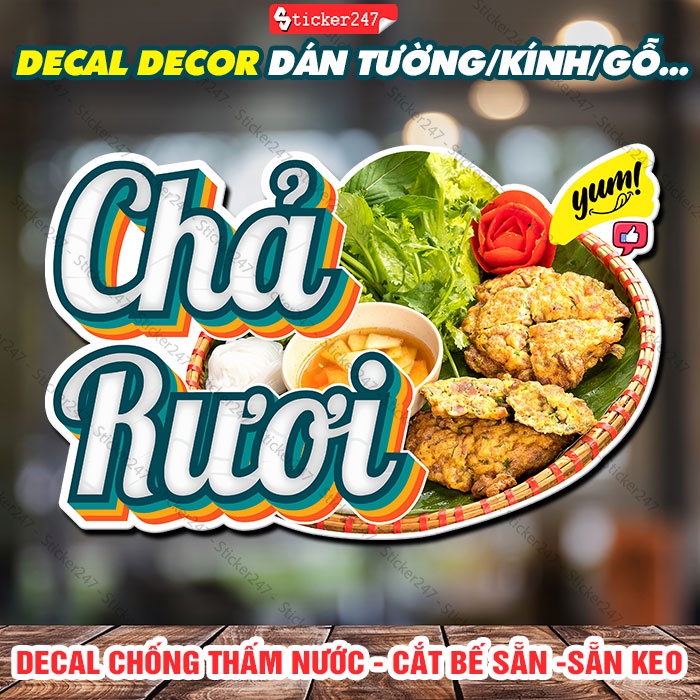 Decal Trang Trí Chả Rươi 🌈𝑭𝒓𝒆𝒆𝒔𝒉𝒊𝒑 Hình Dán Quán Bún Đậu Mắm Tôm ...