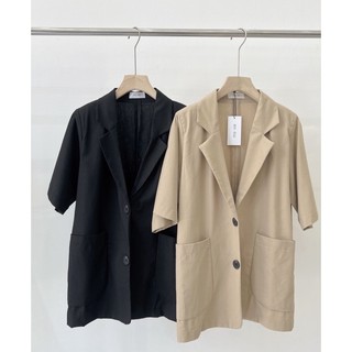 Áo khoác blazer ngắn tay chất linen thiết kế Ma Vie