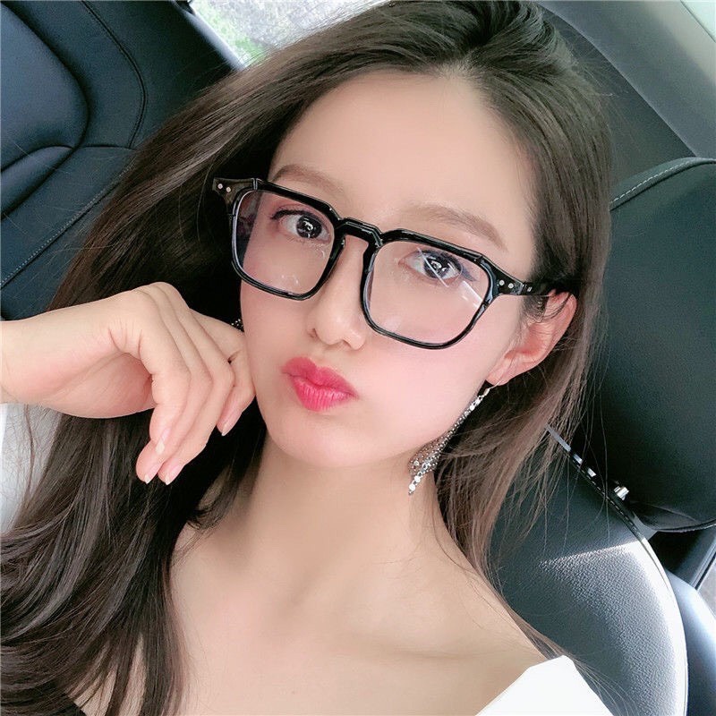 Kính cận thời trang nam nữ mắt kính không độ chống ánh sáng xanh gọng vuông phong cách Hàn Quốc đẹp HANASO 058