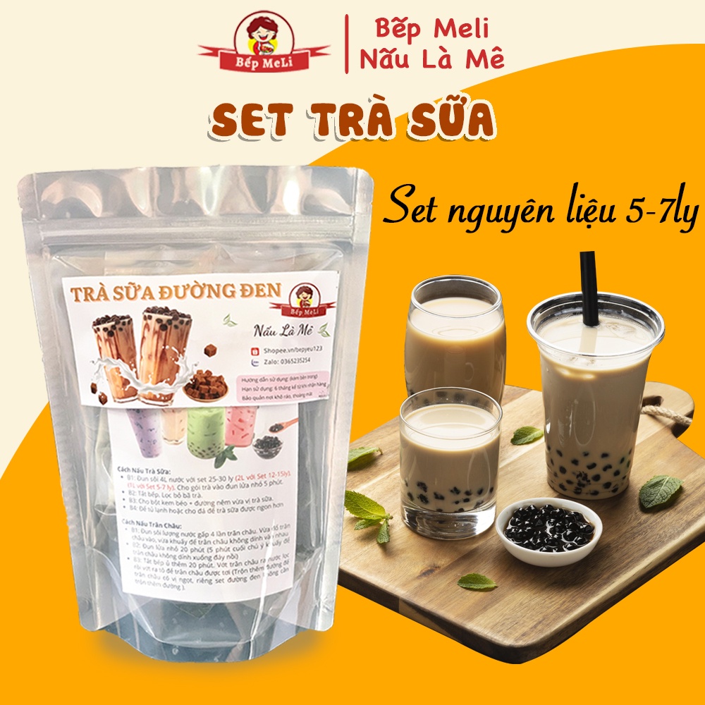 set tra sua hong tra 5 7 ly tu pha nguyen lieu lam tra sua bep meli