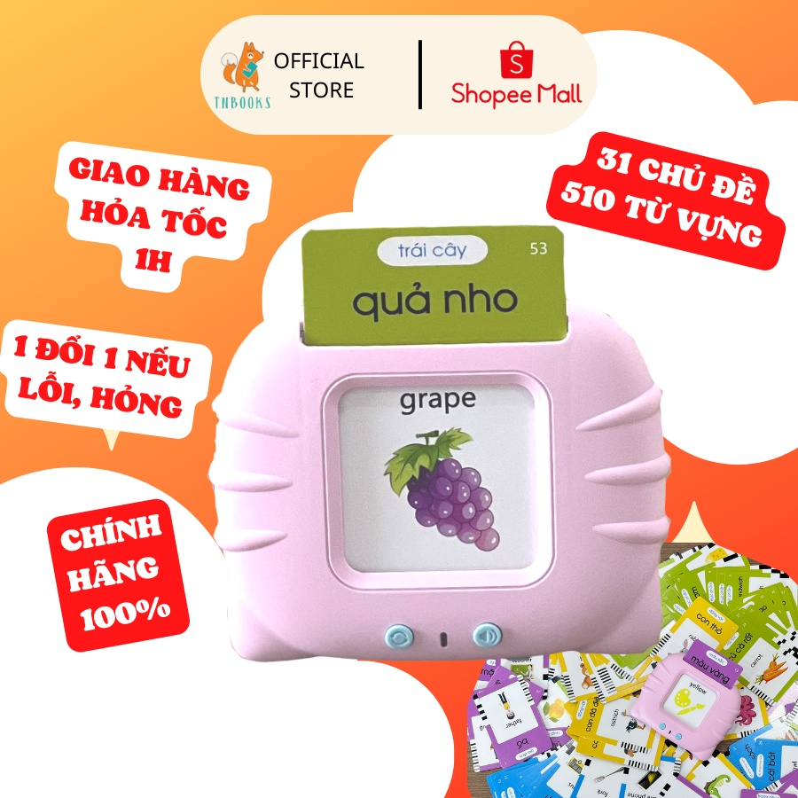 Ảnh Máy Đọc Thẻ Chính Hãng Flashcard Anh-Việt 3 Chế Độ Đọc: Song Ngữ Anh-Việt, Tiếng Việt, Tiếng Anh Kèm Phát Nhạc 1