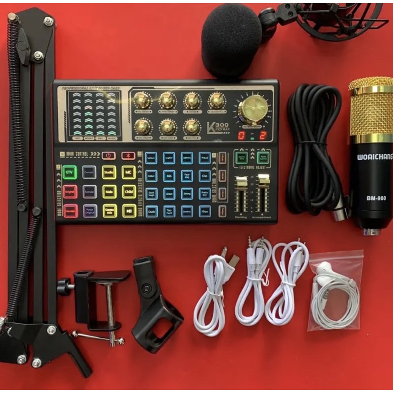 Bộ Mic Karaoke Livestream Online BM900 Và Card K300 PRO MAX mới nhất ...