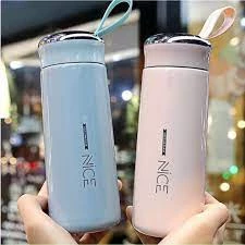 Bình Giữ Nhiệt Cao Cấp Nice 400ml Lõi Thủy Tinh Bọc Nhựa Lúa Mạch Có Quai Xách Tiện Dụng