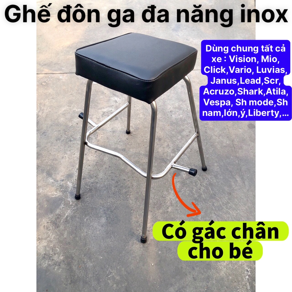 [ ĐÔN NỆM ] Ghế ngồi xe máy tay ga , ghế đôn ga inox yên nệm đen lõm