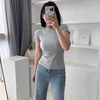Áo Thun BabyTee Nữ Tay Ngắn Ôm Body Cổ Tròn Thun Gân Áo Thun Tay Ngắn Form Dài Cổ Tròn TN01 Rusy