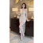 Đầm Ren Body Dự Tiệc, Dạ Hội 2 Dây Ngực Nơ Kết Đá Chân Váy Xẻ Đùi - Vải Ren + Thun Umi - 2 Màu Trắng, Đen LINOIS