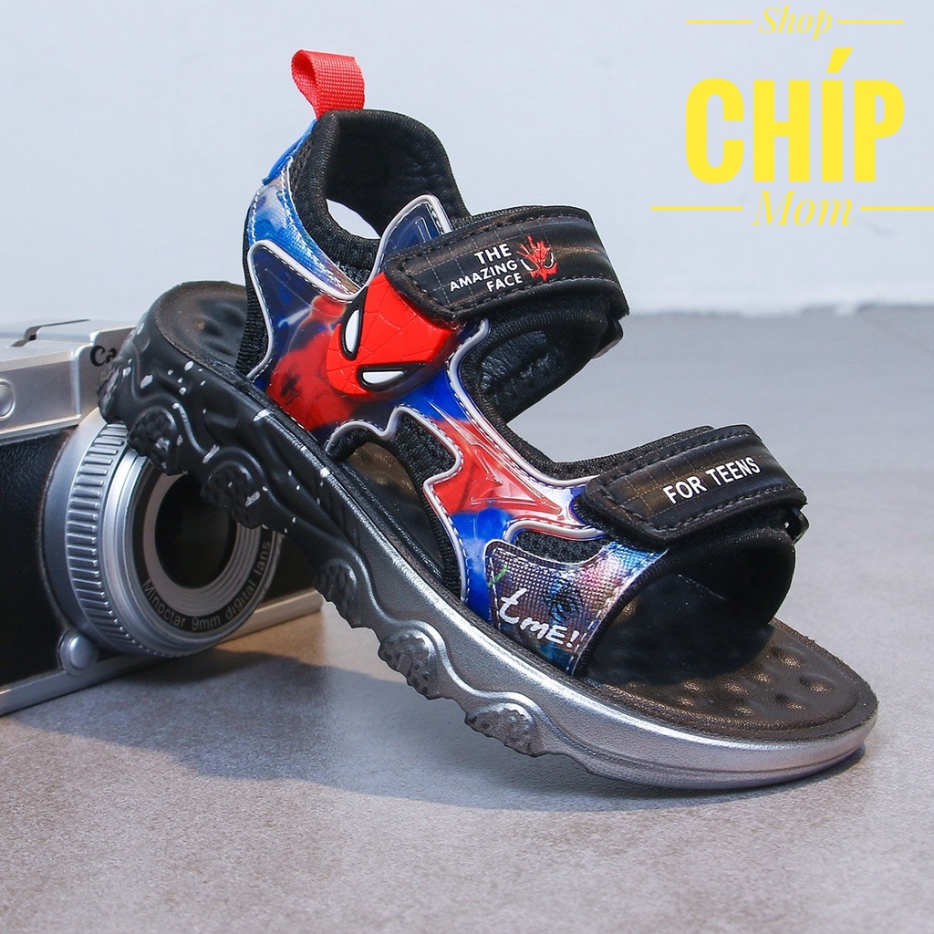 sandal bé trai dép quai hậu cho bé đi học khâu đế siêu bền người nhện kiểu dáng thể thao QCCC full hộp D1 ( ảnh thật )