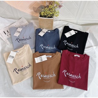 Áo Thun 3158 In Chữ RESEARCH Form Rộng Unisex Chất Cotton Khô Loại 1, Thoáng Mát, Thấm Hút Mồ Hôi HANOVA