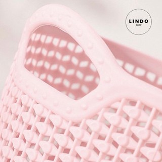 Giỏ đựng Mini LINDO - Giỏ Bằng Nhựa Kiểu Dệt Rỗng, Nhỏ Gọn Để Bàn, Dùng Trong Nhà, Đựng Trang Sức, Mỹ Phẩm, Phụ kiện