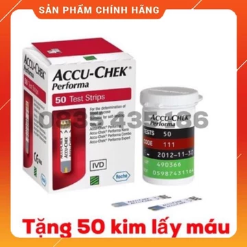 Que thử đường huyết accu check performa 50 (tặng 50 kim lấy máu-kim tròn chích lấy máu)