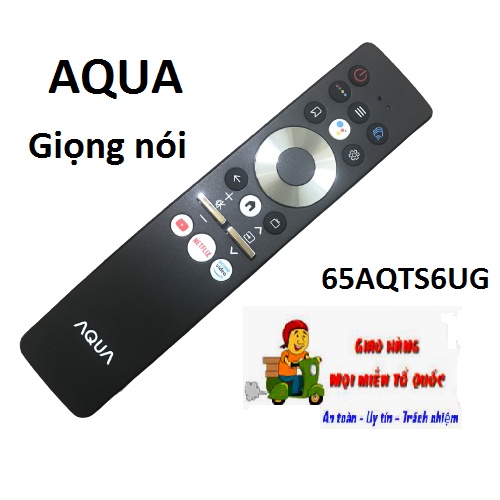 Điều khiển tivi aqua giọng nói, Remote TV AQUA QLED 4K 65 inch 65AQTS6UG có mic điều khiển giọng nói