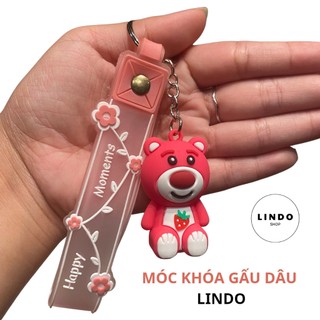 [Qùa tặng xinh xắn] Móc Khóa Gấu Dâu LINDO,  Móc Khóa Dễ Thương, Treo Balo, Cặp, Quà Tặng Đáng Yêu