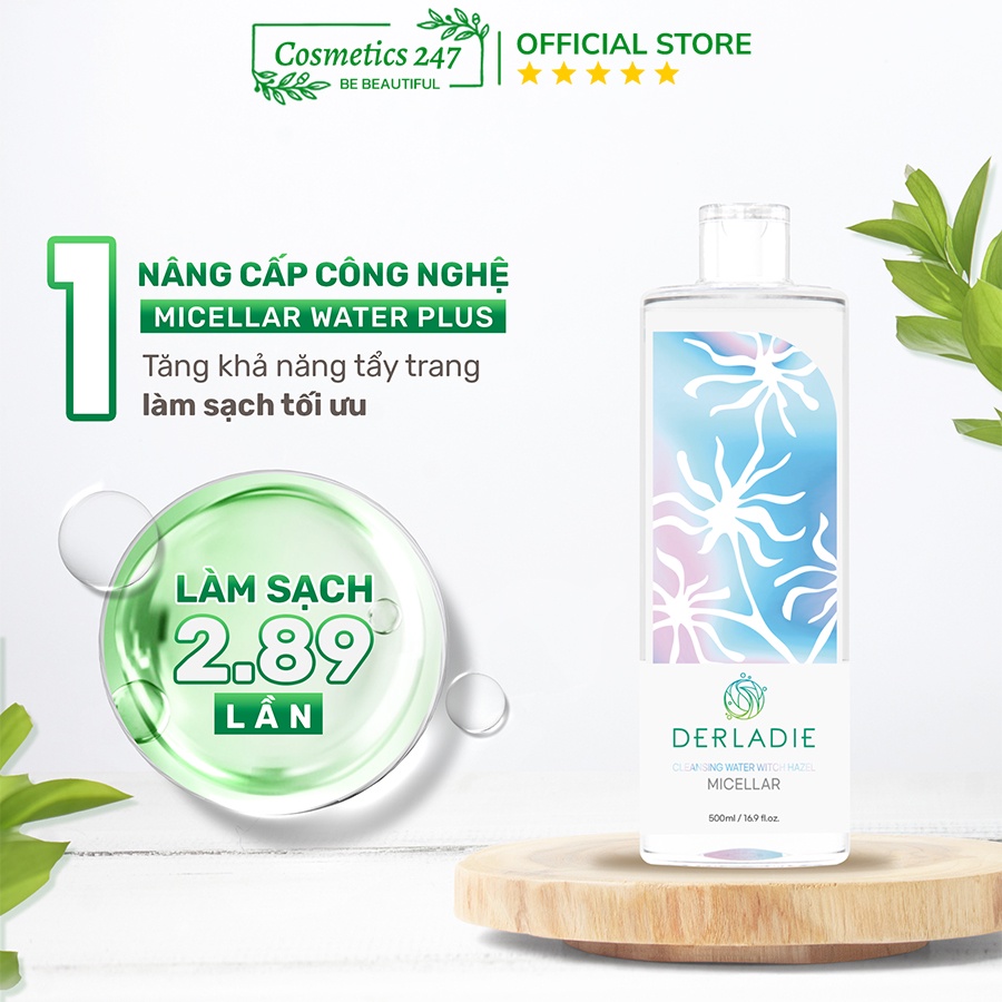 Ảnh Nước Tẩy Trang Derladie Cleansing Water Witch Hazel làm sạch, ngừa mụn trên da 500ml 2