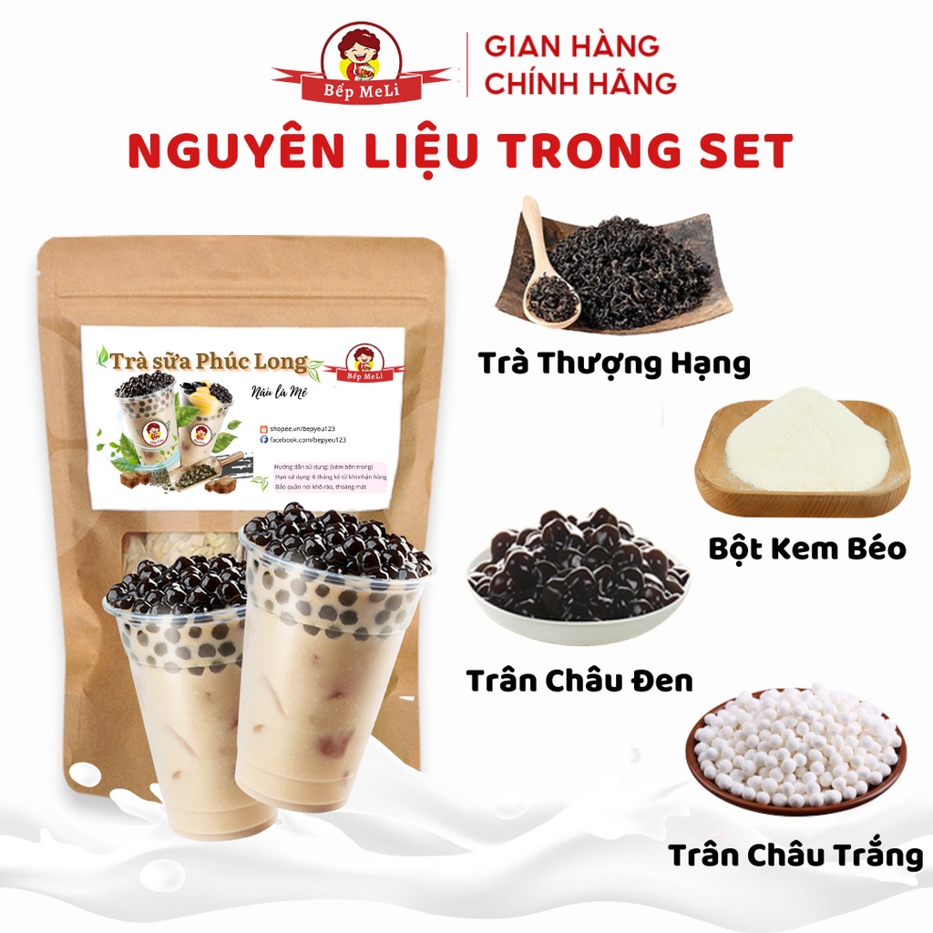 set tra sua hong tra 5 7 ly tu pha nguyen lieu lam tra sua bep meli