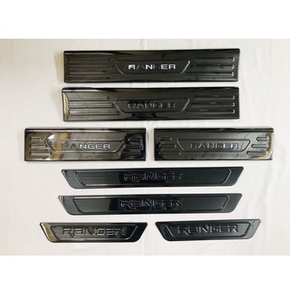 Ốp Bậc Cửa xe Ford Ranger 2016-2023, Nẹp bước chân ô tô Chất liệu Titan cao cấp, có sẵn keo 3M để dán