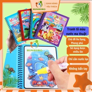 Tranh tô màu nước thần kỳ (Tặng Bút) chỉ cần dùng nước và tái sử dụng được nhiều lần cho bé - Binbibo