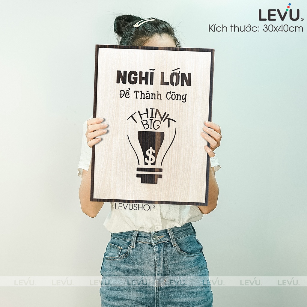 Tranh Decor Gỗ tạo động lực "Nghĩ lớn để thành công" mẫu bán chạy LEVU030