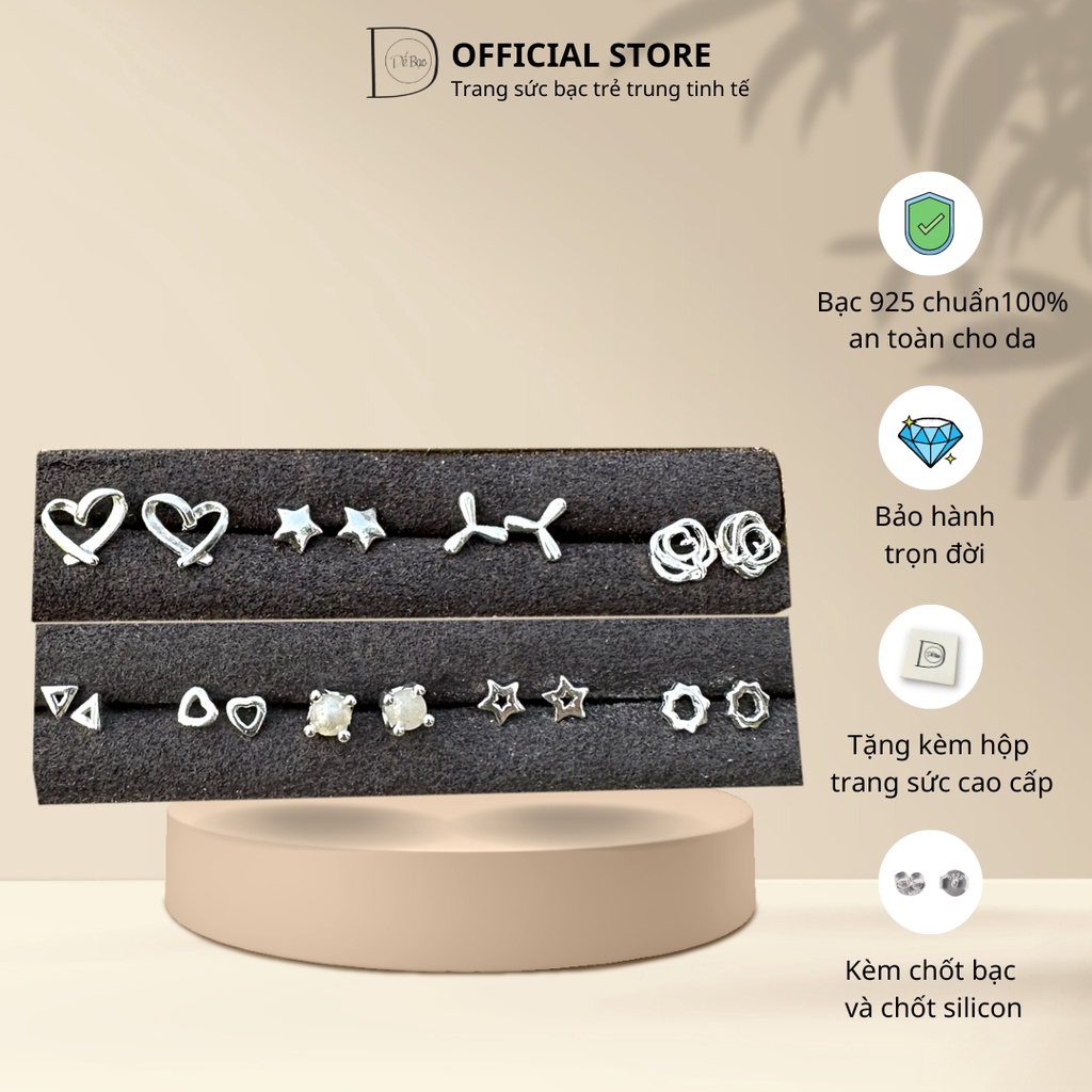 khuyên tai bạc mini Dế Bạc, nhỏ gọn thiết kế unisex nam nữ - Bạc 925 an ...