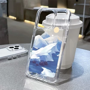 Ốp lưng iphone Cảnh Núi Tuyết Trong Suốt Chống Sốc đỏ lưng cứng IPhone 14 12 13 11 Pro Max 6 6S 7 8 Plus X XS XR sd1084