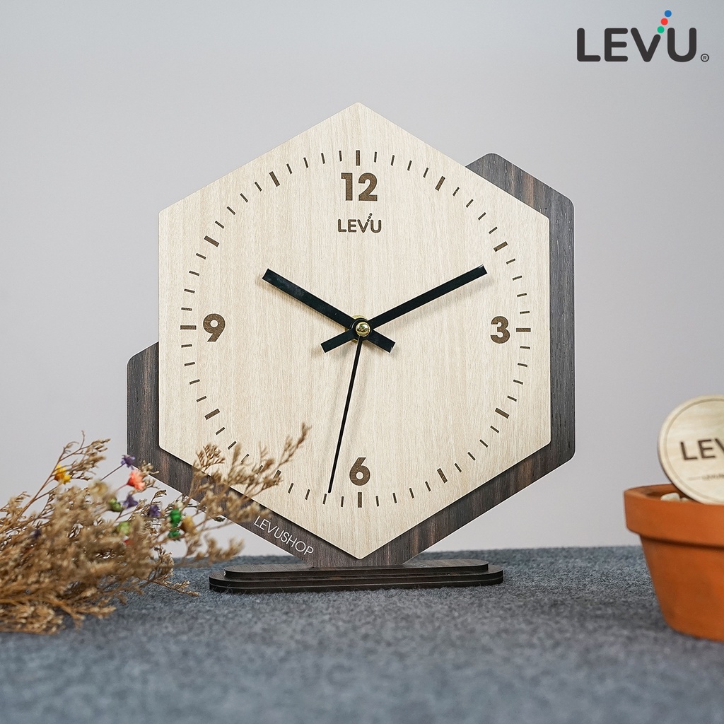 Đồng hồ để bàn bằng Gỗ trang trí sang trọng đẳng cấp LEVU-DH19 mẫu thiết kế mới