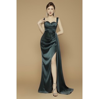 Đầm dạ hội xẻ tà hai dây bản to tùng dài cao cấp