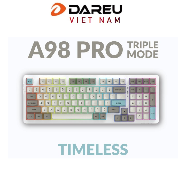 Bàn phím cơ Dareu A98 Pro TIMELESS - Kết nối bluetooth 5.1 / Wireless 2.4G / Type C - USB | Hotswap | Led RGB