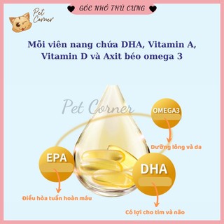 [CHÍNH HÃNG] Viên dầu cá cho chó mèo Pet Fish Oil, bổ sung Omega 3, tăng sức đề kháng và dưỡng lông